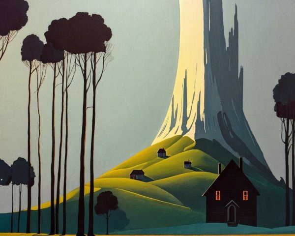 Vibrant Landscape with Abstract Mountain and Hills