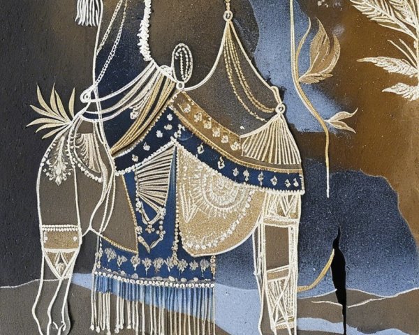 Ornate Camel Illustration with Decorative Elements