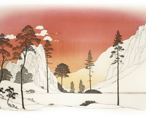 Serene Mountain Landscape with Tranquil Lake and Sky