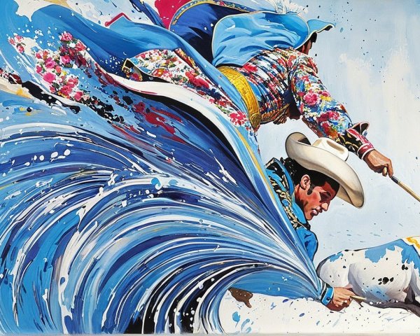 Dynamic Bullfighter in Vibrant Action Scene