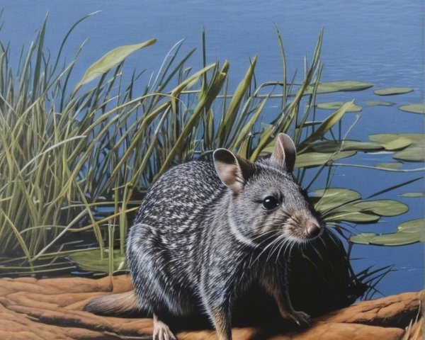 Bandicoot on Rocky Shore Amidst Lush Landscape