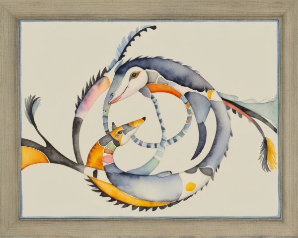 Vibrant Circular Design with Animal Shapes and Colors