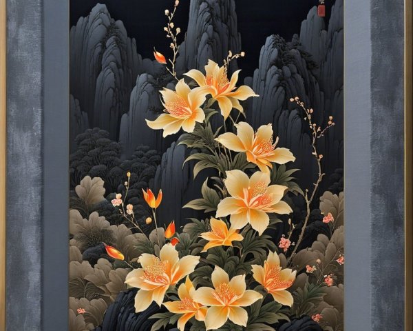 Vibrant Orange Lilies and Pink Blossoms in Nature