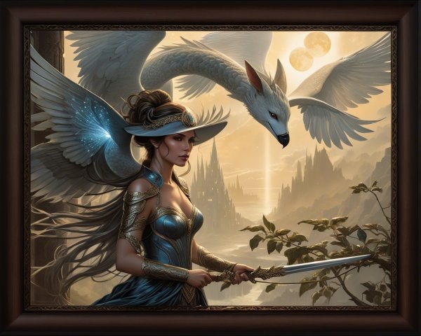 Fantasy Digital Painting of Woman with Fairy Wings