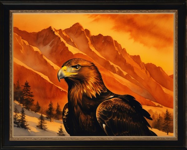 Watercolor Painting of a Golden Eagle in Nature