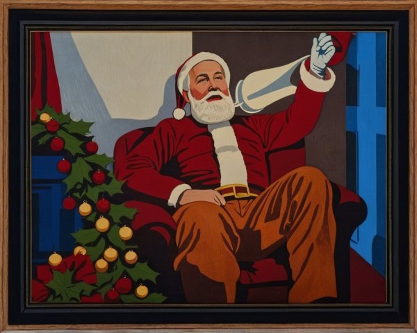 Vibrant Santa Claus in Red Armchair with Holiday Decor