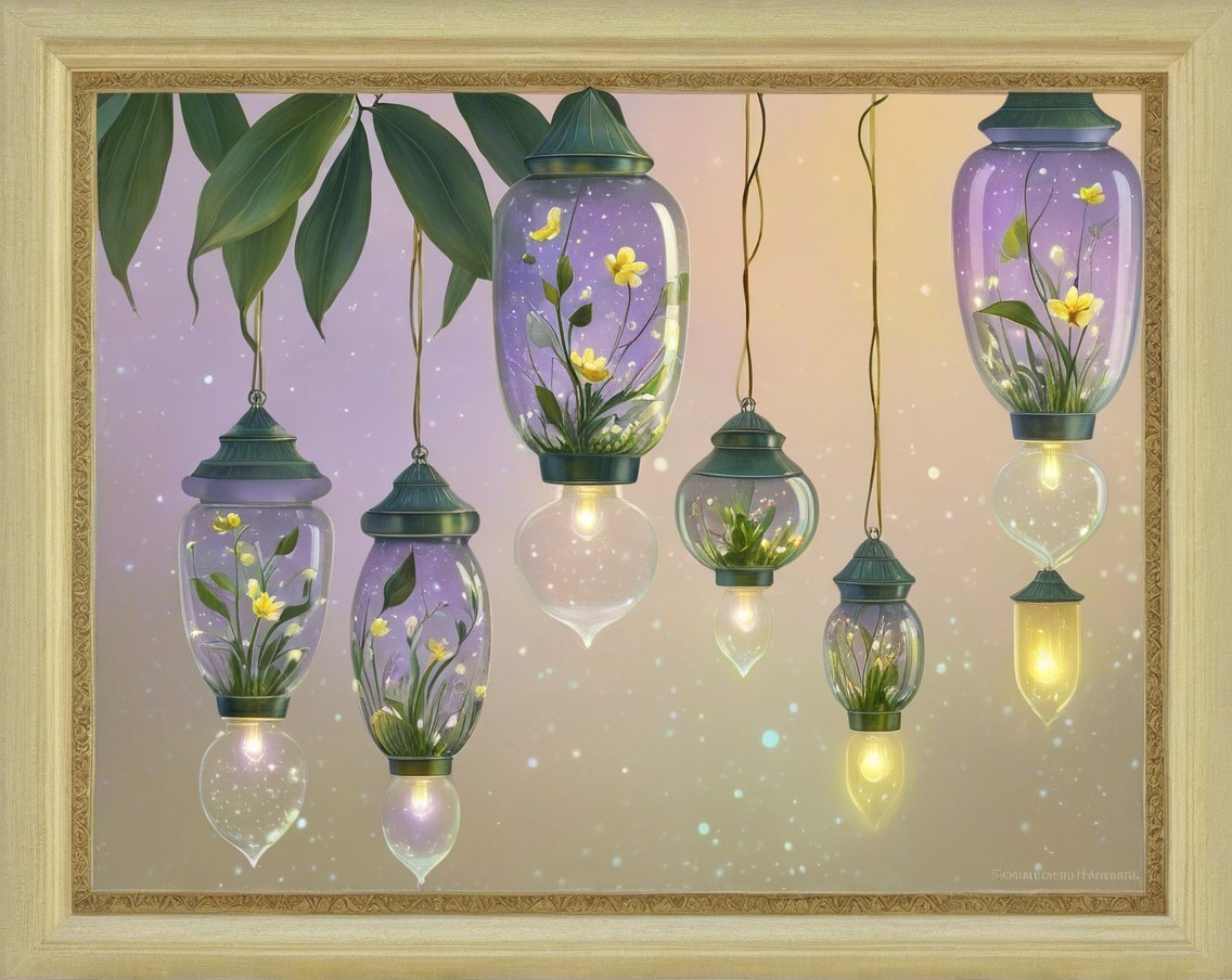 Collection of Glass Lanterns with Flowers and Lights