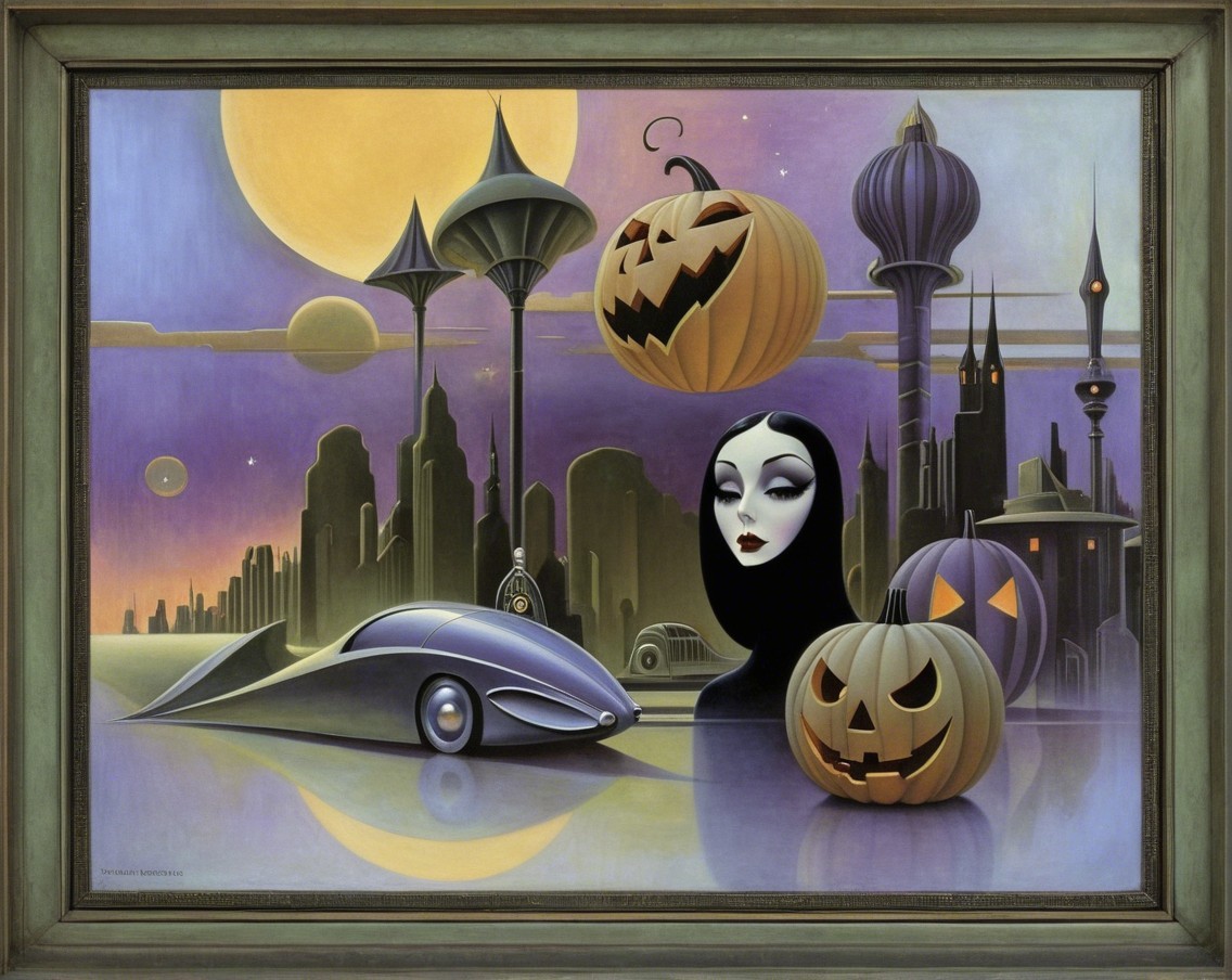 Surreal Twilight Cityscape with Futuristic Elements