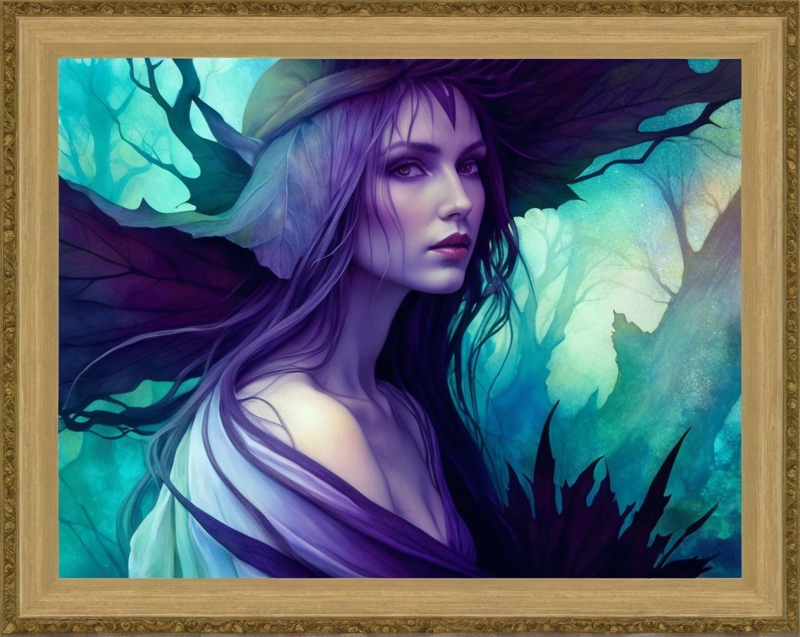 Mystical Female Figure in Dreamlike Forest Landscape