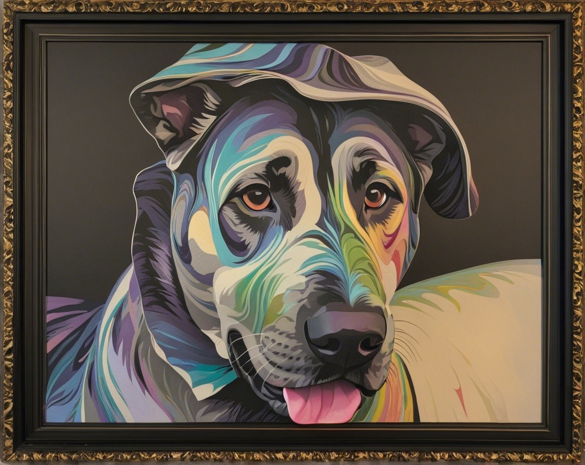 Colorful Stylized Portrait of a Dog in a Hat