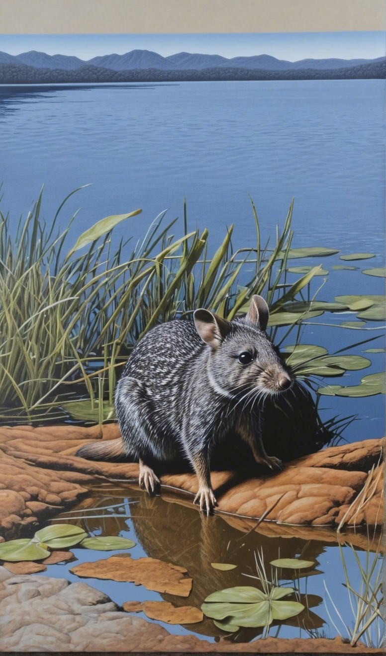 Bandicoot on Rocky Shore Amidst Lush Landscape