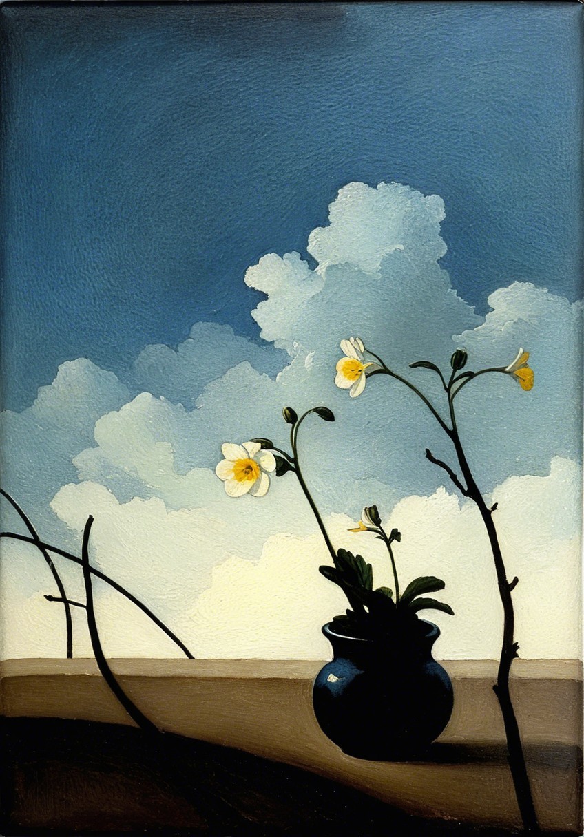 Still Life with Blue Vase and Yellow Flowers