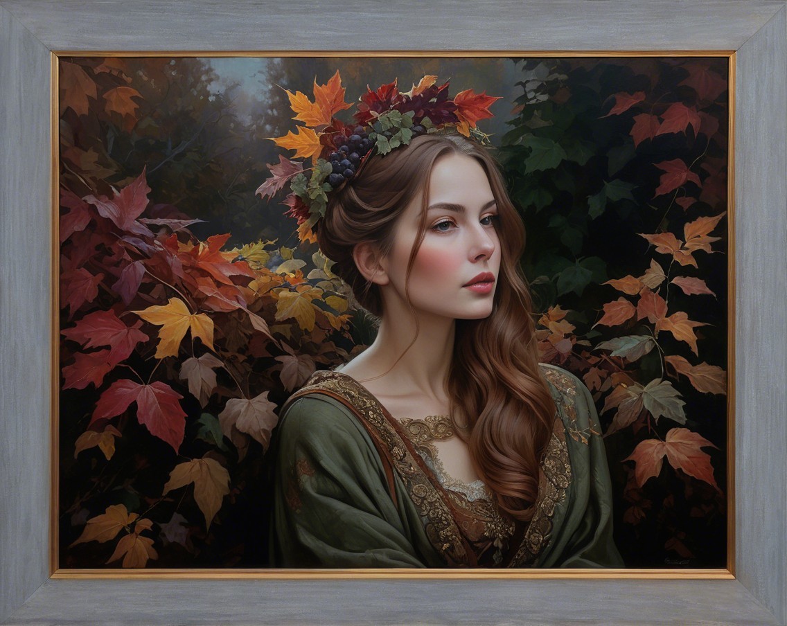 Portrait of a Young Woman Among Autumn Leaves