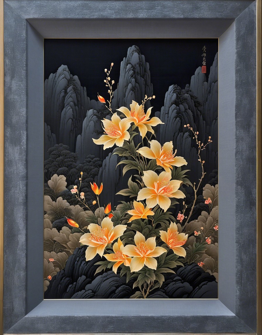 Vibrant Orange Lilies and Pink Blossoms in Nature