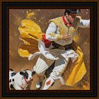 Elf or Alien Reading by Candlelight in Snowy Scene