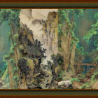 Vibrant Chrysanthemum Artwork with Lush Greenery