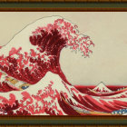 Vibrant Illustration of Pink Chrysanthemums in a Frame