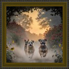 Digital painting of girls viewing a snowy landscape