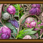 Vibrant Painting of Lion and Lamb in Nature Harmony