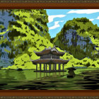 Vibrant Landscape Painting of Crocuses in a Garden