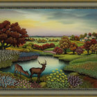 Serene Landscape with Mountains and Autumn Colors