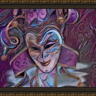 Serene Woman with Lavender Hair and Colorful Background