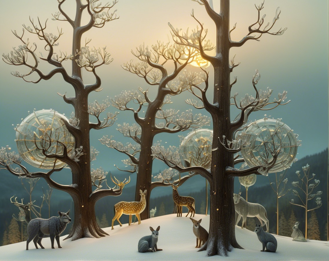Serene Winter Landscape with Snow-Dusted Trees