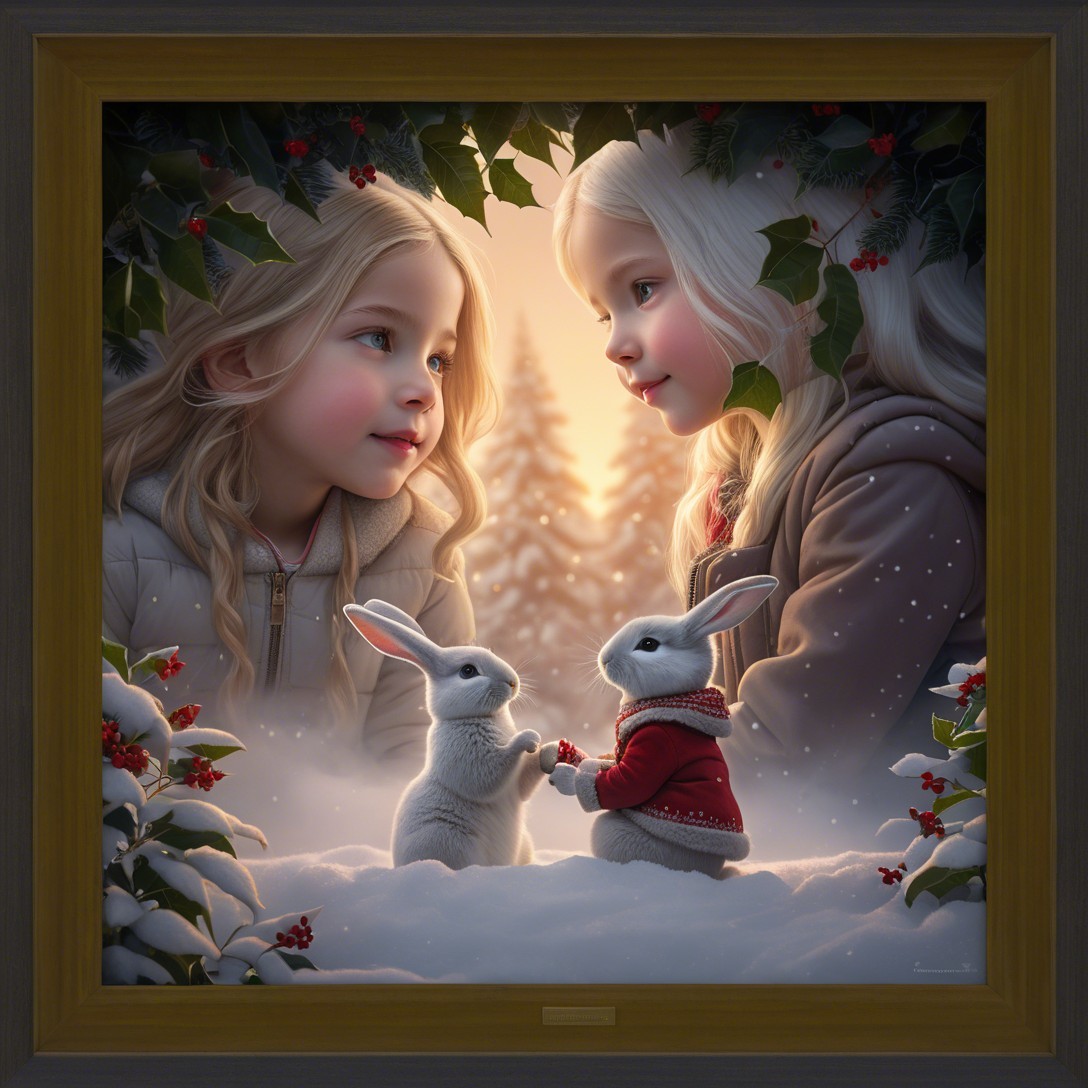 Digital painting of girls viewing a snowy landscape