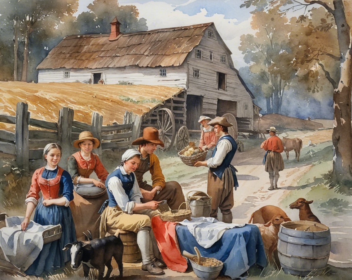 Serene Rural Scene of Farm Life and Community Activities