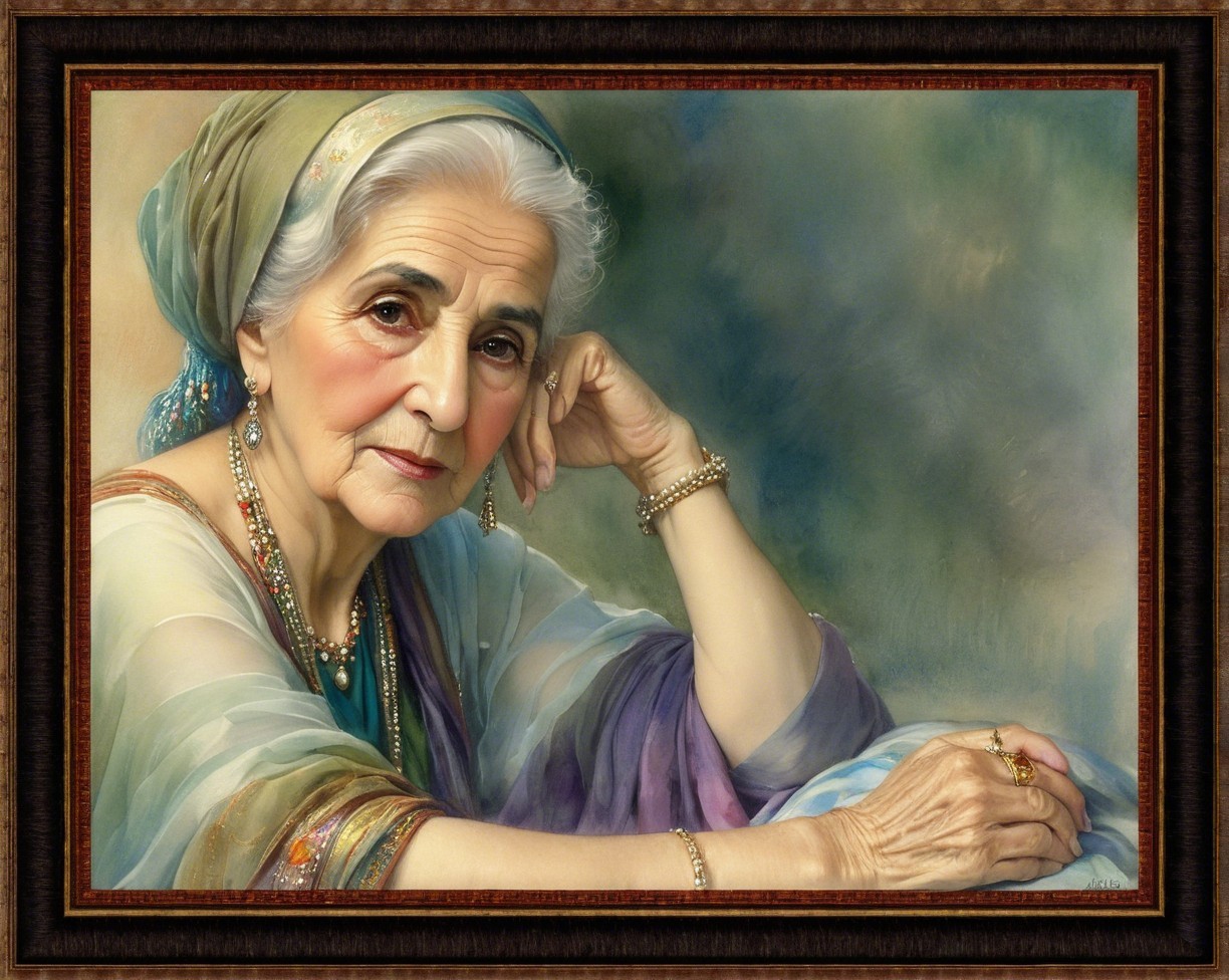 Hyperrealistic Oil Portrait of an Elderly Woman