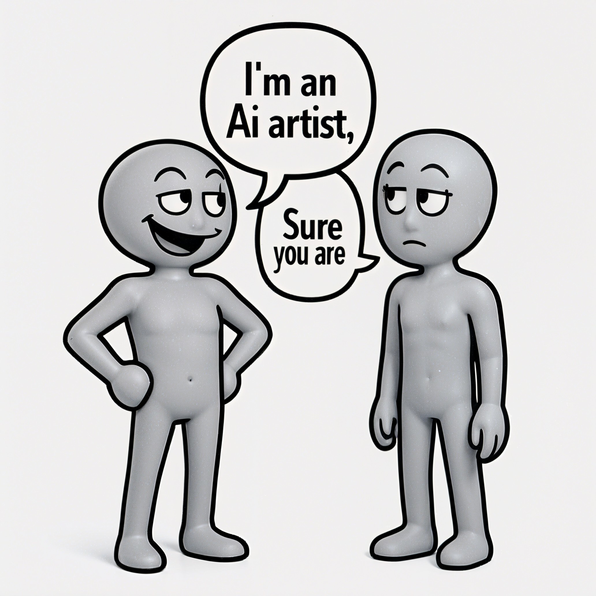 Humorous Interaction Between AI Artist Figures