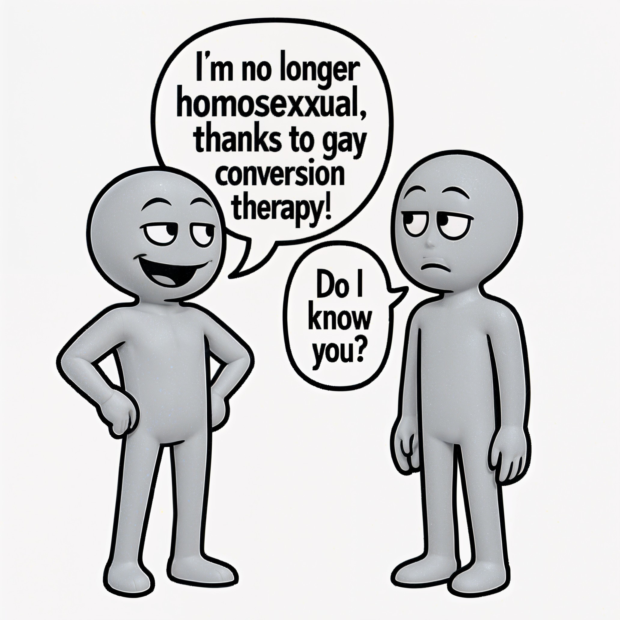 Cartoon Figures Discussing Gay Conversion Therapy