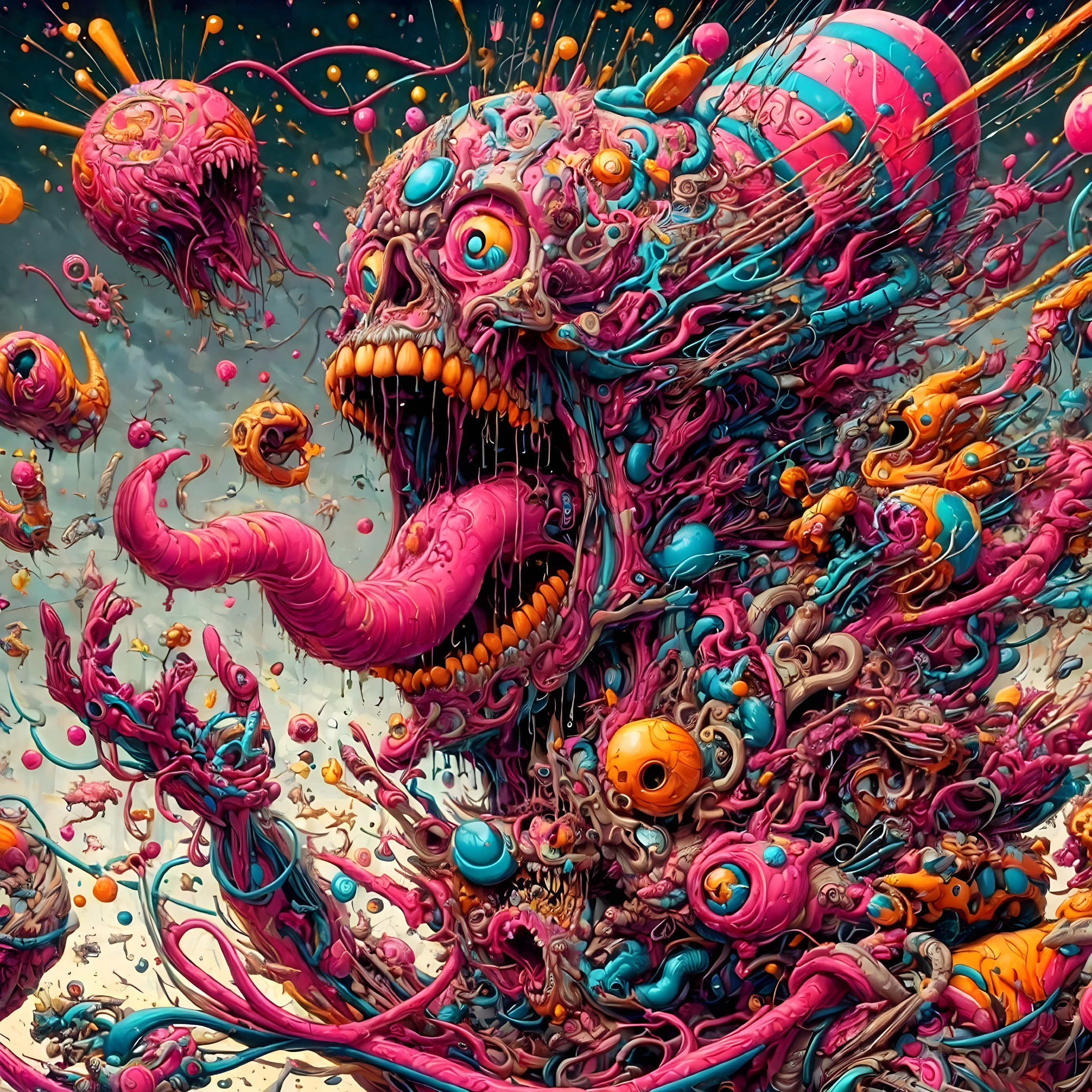 Surreal Artwork of Colorful Grotesque Creatures