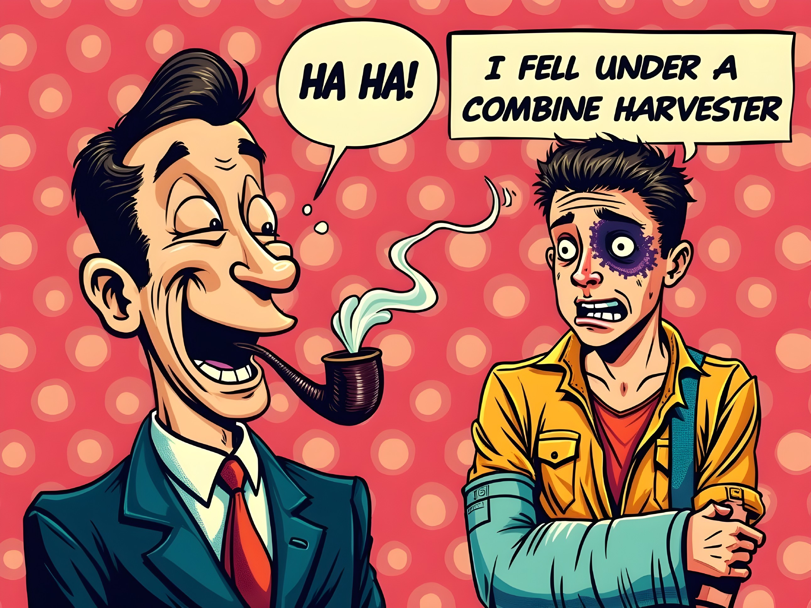 Cartoon Scene of Humor with Distressed Young Man