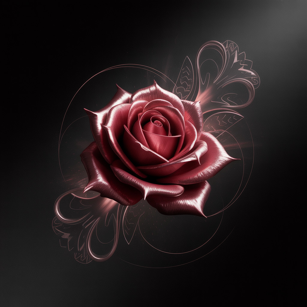 Red Rose with Glossy Petals on Dark Background