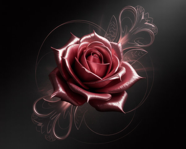 Red Rose with Glossy Petals on Dark Background