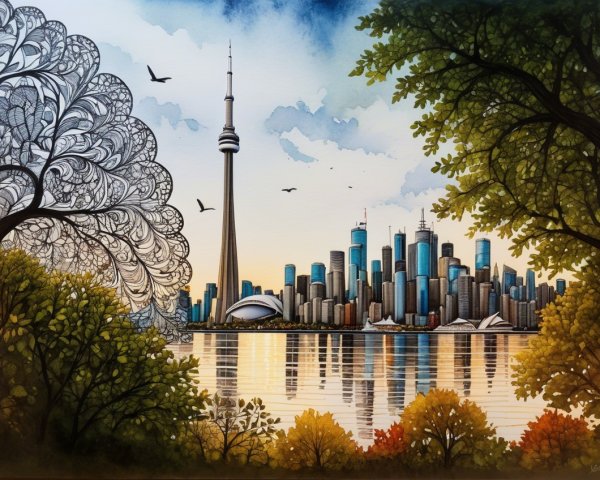 Vibrant Toronto Cityscape with CN Tower and Waterfront