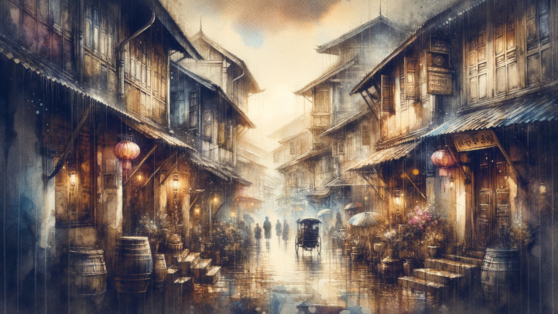 Tranquil Cobblestone Street with Rustic Buildings