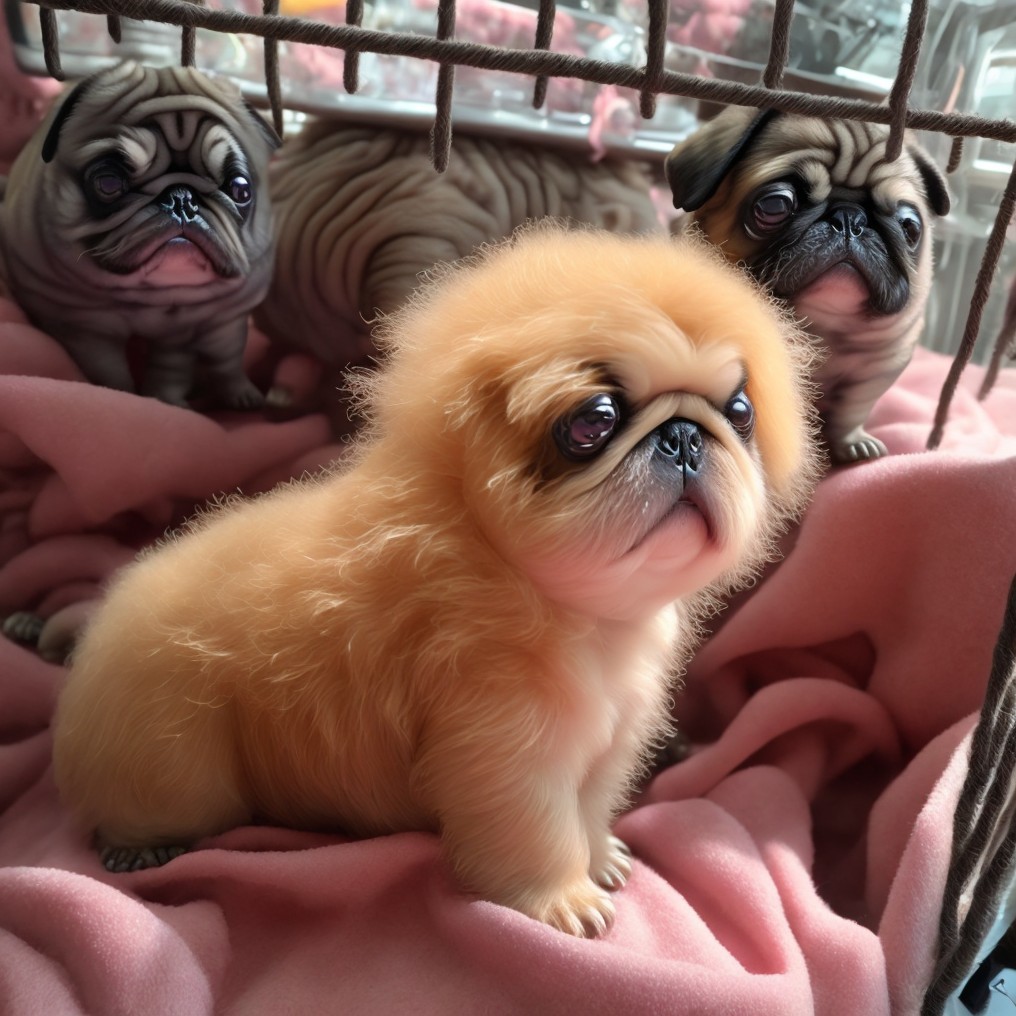 Cozy Puppies Nestled in Soft Pink Fabric Scene