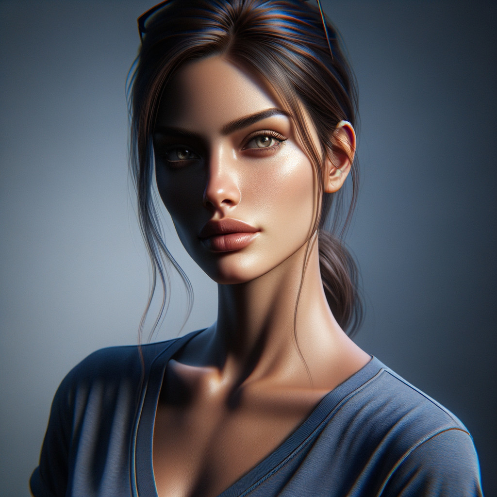 Close-Up Portrait of a Young Woman with Striking Features