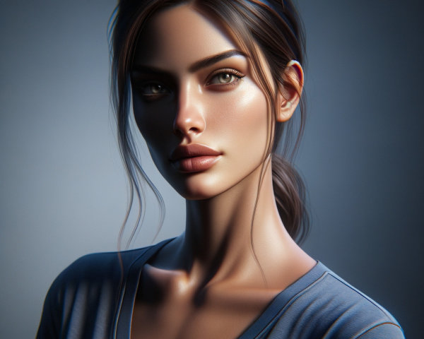 Close-Up Portrait of a Young Woman with Striking Features