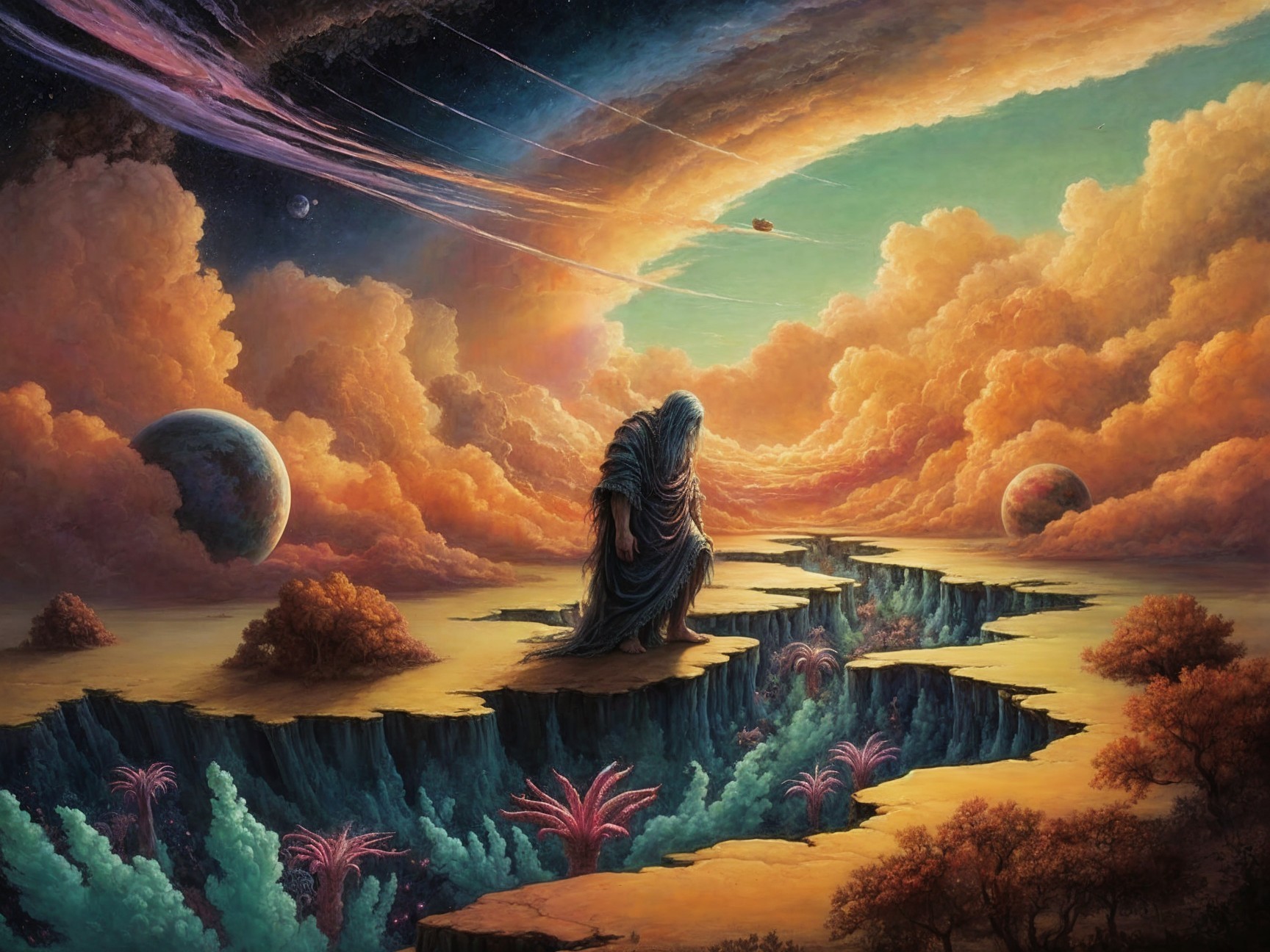 Majestic Landscape with Vibrant Clouds and Alien World