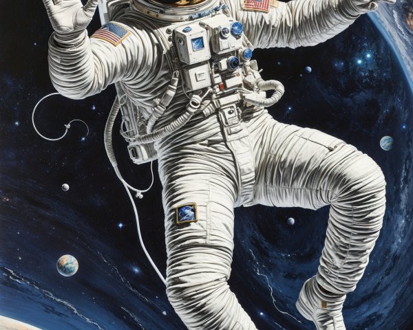 Astronaut in White Space Suit Floating in Cosmos
