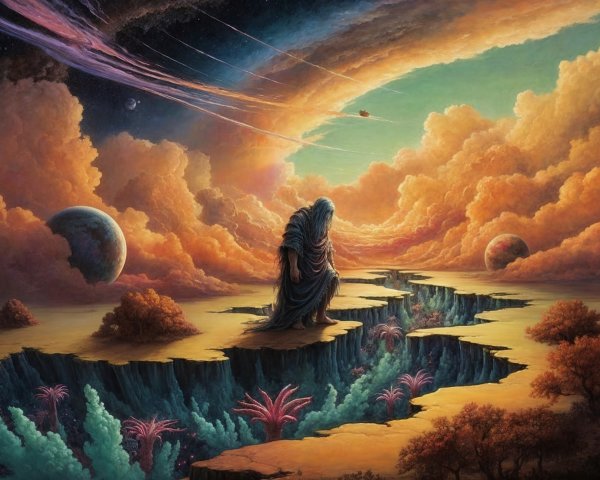 Majestic Landscape with Vibrant Clouds and Alien World