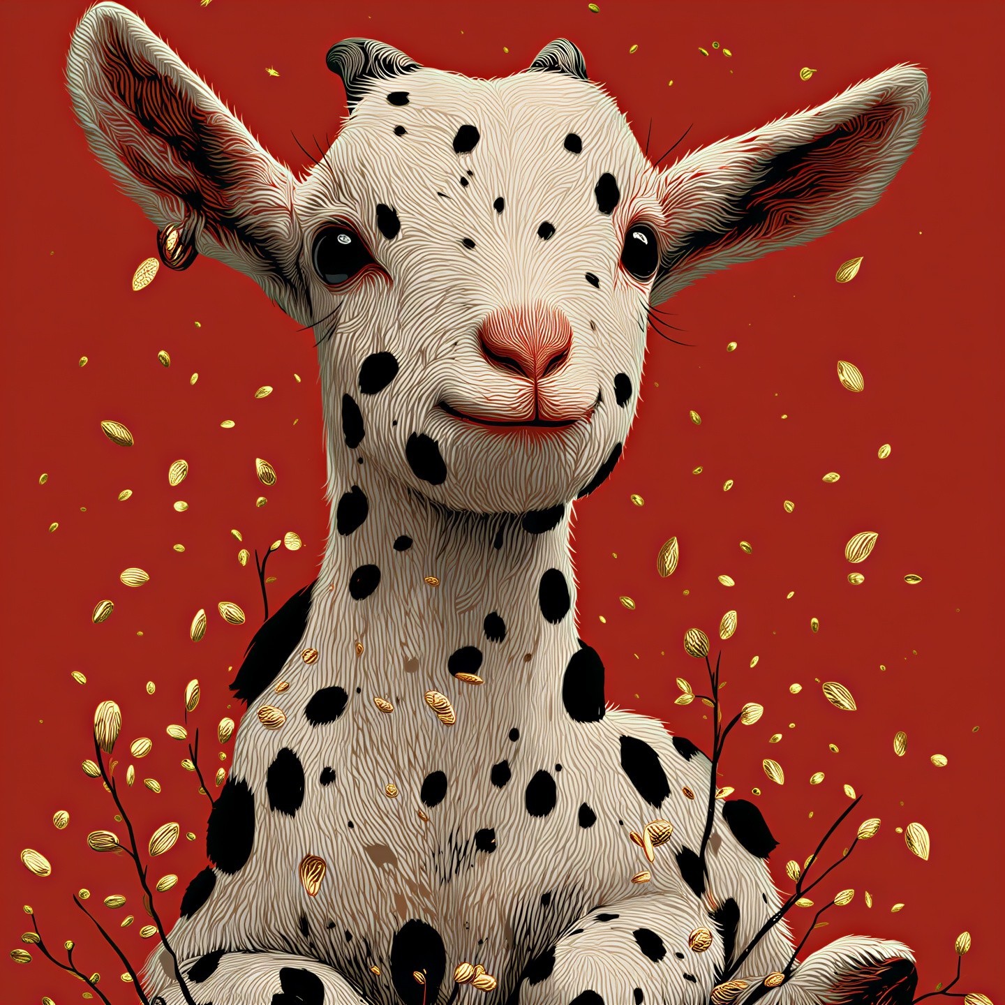 Whimsical Goat in a Colorful Wonderland