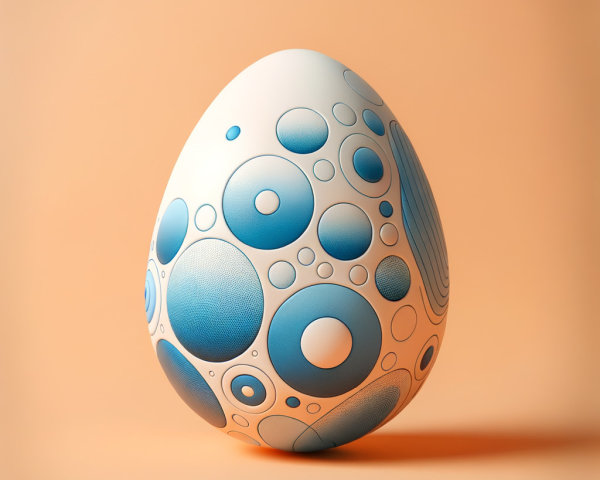 Large patterned egg on soft orange background