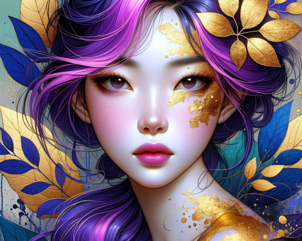 Portrait of a Young Woman with Colorful Hair and Accents