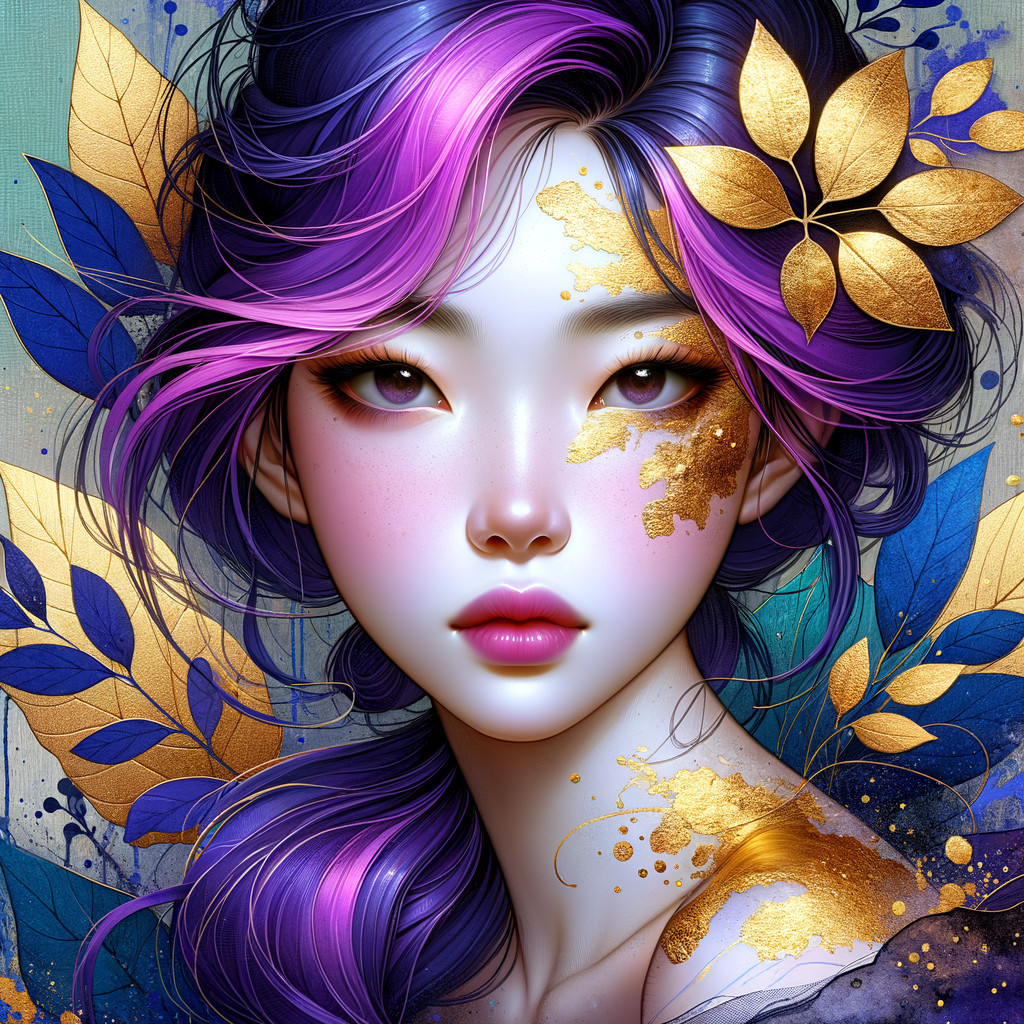 Portrait of a Young Woman with Colorful Hair and Accents