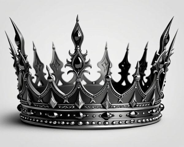 Intricate Heavy Metal Crown with Dark Jewels and Spikes