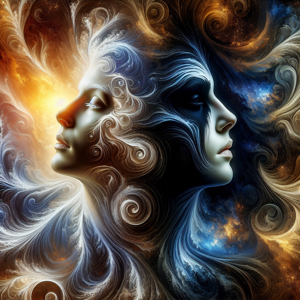Stylized Human Profiles with Cosmic Color Patterns